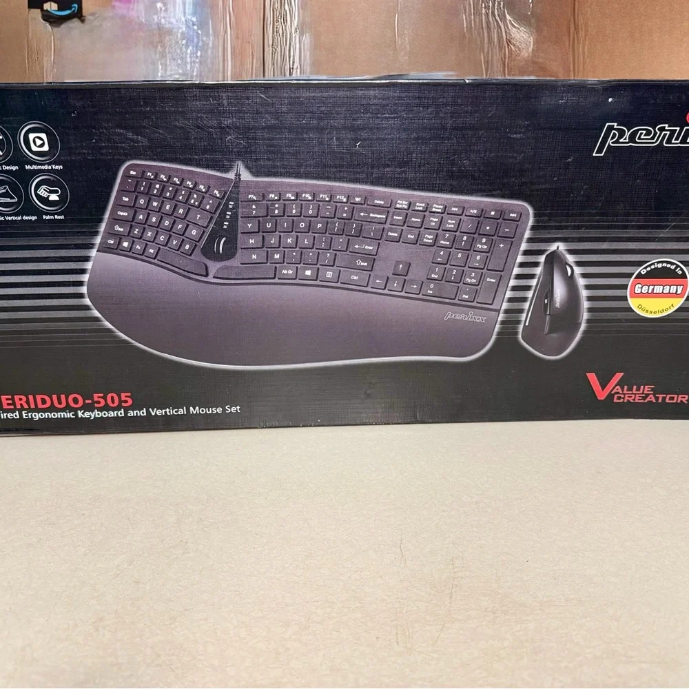 Perixx PERIDUO-505, Ergonomic Keyboard and Mouse Combo with Adjustable Palm Rest